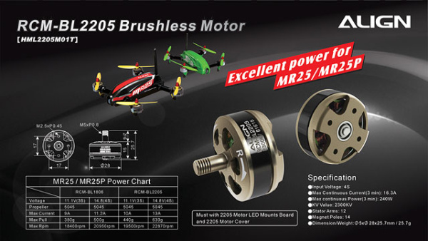 RCM-BL2205 Brushless Motor - Prav HML2205M01 - Kliknutm na obrzek zavete